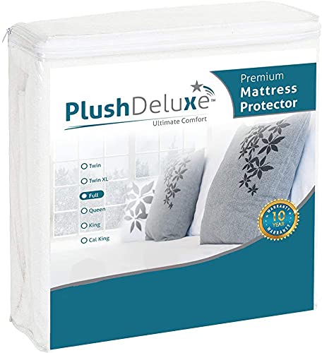 Plushdeluxe Full Cotton Mattress Protector - Waterproof Double Mattress Protector With Fitted Sheet Design - Soft & Durable Matt